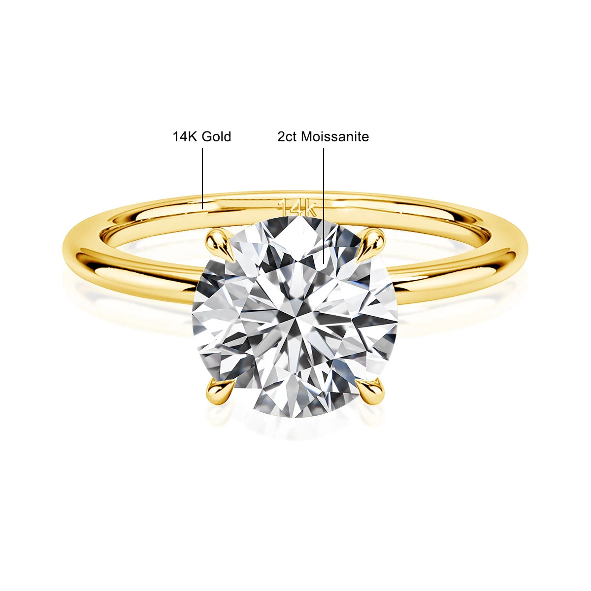 Original and Pure 14k Gold Wedding Rings Au585 Jewelry Real Certified 1ct to 3ct Moissanite Ring for Women Luxury Wedding 2025