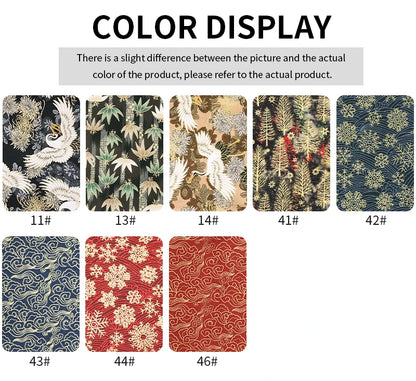 0.5/1/2 Yard 100% Cotton Fabric Traditional Japanese Kimono Style Print DIY Handmade Making Cheongsam, Hanfu, Holiday Decoration