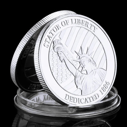 US Statue of Liberty Souvenir New York City The Brooklyn Bridge Pattern Golden  Commemorative Coin Collectibles Liberty Coin