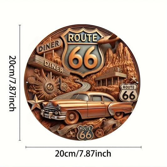 Antique Route 66 Decorative Metal Sign 78x78 Inches Outdoor Wall Art Durable Weather Resistant Ideal for Home and Garden Decor