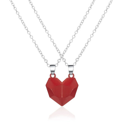 Love Magnet Couple Color Matching Necklace Simple Creative Wishing Stone Heartbreak Stitching Pendant Men and Women Jewelry Gift