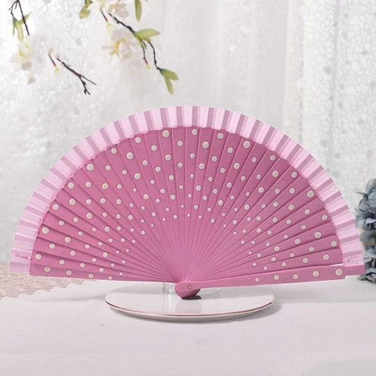 Flamenco Spanish Vintage Hand Fan Wedding Dance Dots Pattern Folding Fan Elegant Handheld Dancing Performances