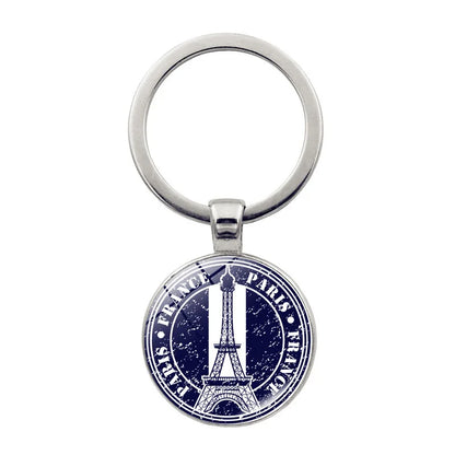 Paris Souvenirs Gifts Keychain France 2024 Eiffel Tower Triumphal Arch National Flag Glass Pendant Universal Car Bag Keyring