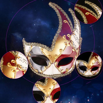 Mardi Gras Mask Men's Masquerade Mask Vintage Venetian Checkered Musical Party Mens Masquerade Mask Vintage Venetian Checkered