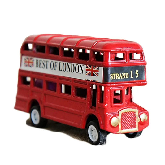 Vintage British Europe Double Decker Bus Model Miniature Pencil Sharpener London Metal Retro Home Decor Antique Children Toy