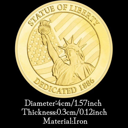 US Statue of Liberty Souvenir New York City The Brooklyn Bridge Pattern Golden  Commemorative Coin Collectibles Liberty Coin