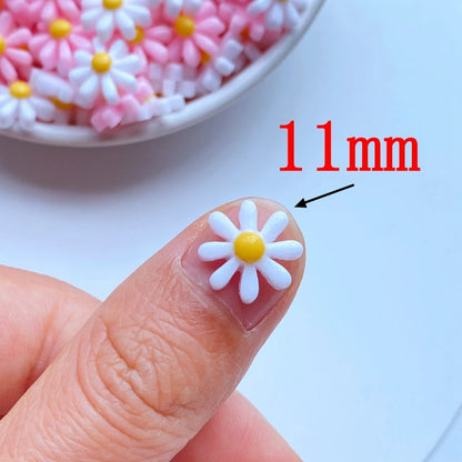 50Pcs New Cute Mini Chrysanthemum Resin Figurine Crafts Flatback Cabochon Ornament Jewelry Making Hairwear Accessories