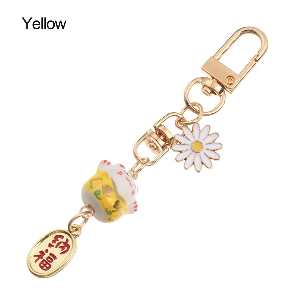 Cute Japanese Lucky Cat Keychain Cartoon Fortune Cat Keychain Car Bag Pendant Mobile Accessories Couple Gift