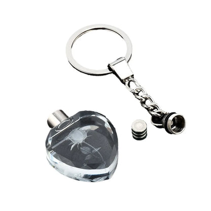 Fashion Colorful Fairy Rose Flower Pattern Love Shape Crystal Rhinestone LED Light keychain Lover Key Chain Keyring Jewelry