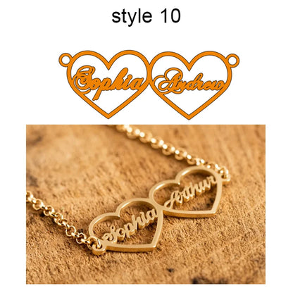 Custom Two Names Necklace with Heart Stainless Steel Couple Choker Personalized Jewelry Mother's Day Gift Women's Necklace Gift