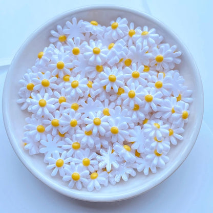 50Pcs New Cute Mini Chrysanthemum Resin Figurine Crafts Flatback Cabochon Ornament Jewelry Making Hairwear Accessories