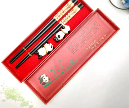 Chinese Panda Chopsticks Japanese Korean Sushi Solid Wood Chopsticks Wedding Gift Chop Sticks Hashi Two Pairs Chopsticks Set