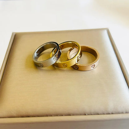 2024 Classic Cross with Stone Luxury Brand Stainless Steel Ring for Girl Women Couple Rings In Wedding Birthday Gift Never Fade