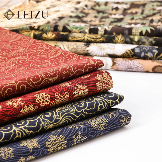 0.5/1/2 Yard 100% Cotton Fabric Traditional Japanese Kimono Style Print DIY Handmade Making Cheongsam, Hanfu, Holiday Decoration