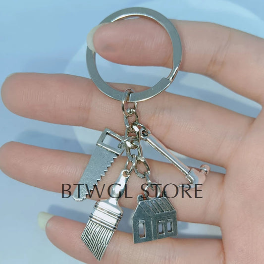 Creative Housewarming Holiday Gifts, Saws, Hammers, House Brushes, Keychains, Construction Tools, House Keychains