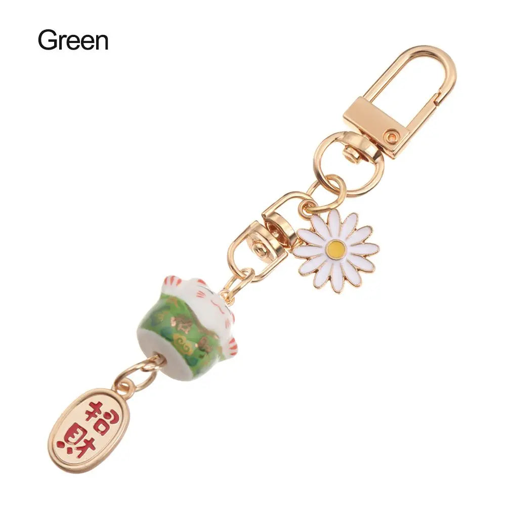 Cute Japanese Lucky Cat Keychain Cartoon Fortune Cat Keychain Car Bag Pendant Mobile Accessories Couple Gift