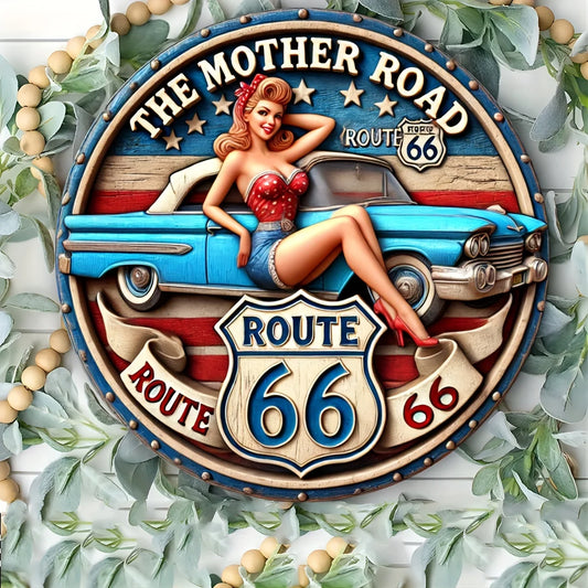 Retro Route 66 Aluminum Sign -Unique Wall Art for Man Caves,Garages & Homes,Ideal Vintage Birthday Gift for Friends & Family-2D