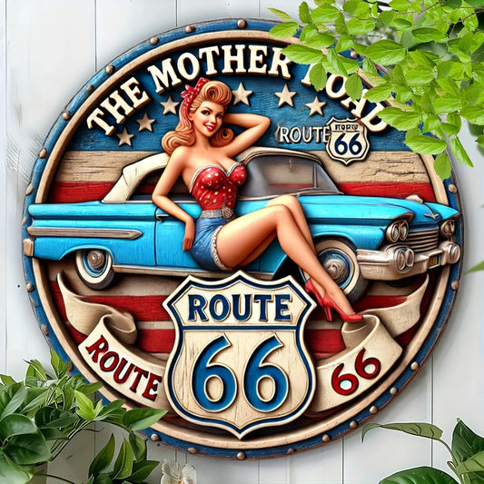 Retro Route 66 Aluminum Sign -Unique Wall Art for Man Caves,Garages & Homes,Ideal Vintage Birthday Gift for Friends & Family-2D