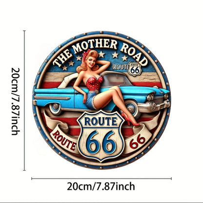 Retro Route 66 Aluminum Sign -Unique Wall Art for Man Caves,Garages & Homes,Ideal Vintage Birthday Gift for Friends & Family-2D