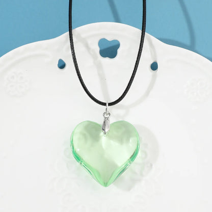 Elegant Love Heart Pendant Necklace for Women Y2K Jewelry Collares Wed Bridal Knotted Bowknot Adjustable Boho Neck Chains