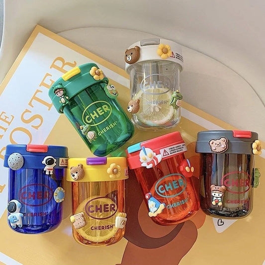 Eco-Friendly 300ml Straw Water Bottle for Kids: BPA-Free, Portable, School-Ready with Convenient Strap