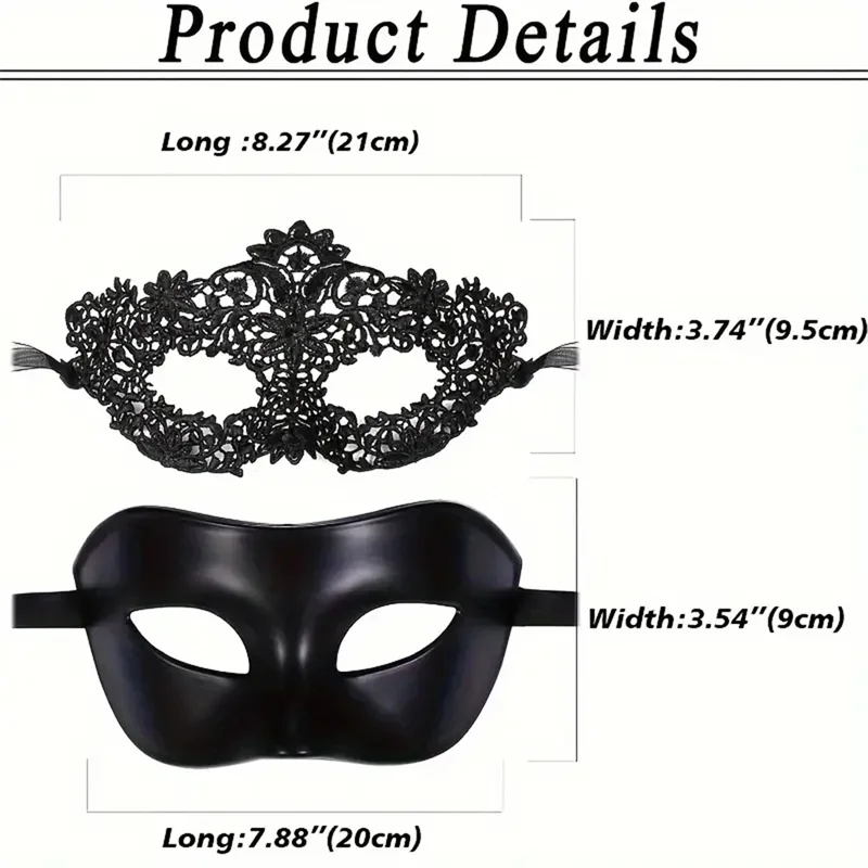 Black Masquerade Eye Masks Couple Venetian Men Women Cosplay Costume Halloween Dance Club Prom Party Headdress Half Face Masks