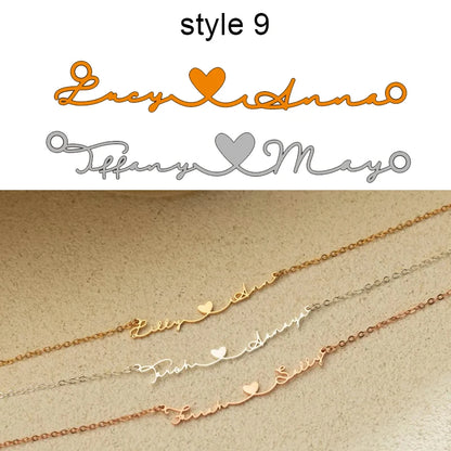 Custom Two Names Necklace with Heart Stainless Steel Couple Choker Personalized Jewelry Mother's Day Gift Women's Necklace Gift