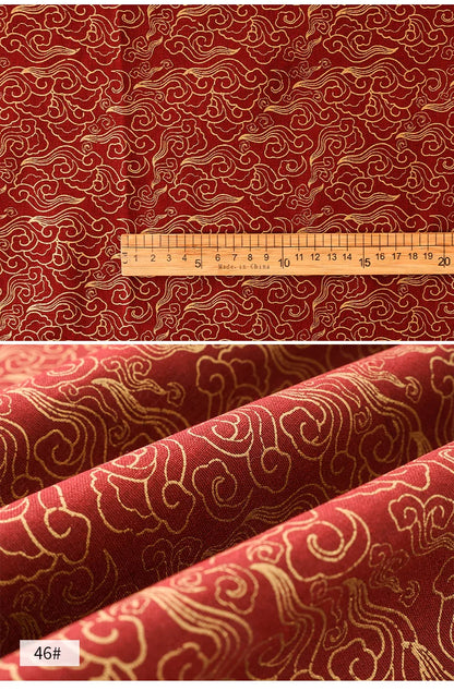 0.5/1/2 Yard 100% Cotton Fabric Traditional Japanese Kimono Style Print DIY Handmade Making Cheongsam, Hanfu, Holiday Decoration