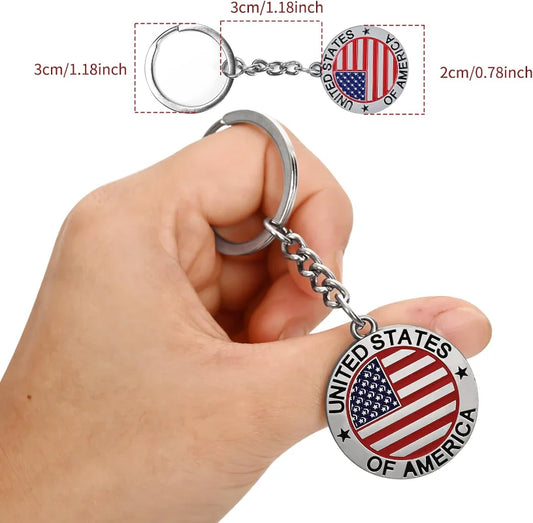 NYC US United States of America Keychain Metal Key Ring Star Stripe US Flag Souvenir Patriotic Christmas Gifts for Men Women