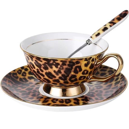 Bone Mug Tea China Leopard Coffee Cup British Print Tableware Porcelain Ceramic a Afternoon Beautiful Dinner Powder Thin Cereal