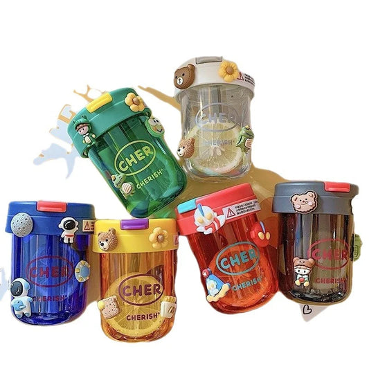 Eco-Friendly 300ml Straw Water Bottle for Kids: BPA-Free, Portable, School-Ready with Convenient Strap