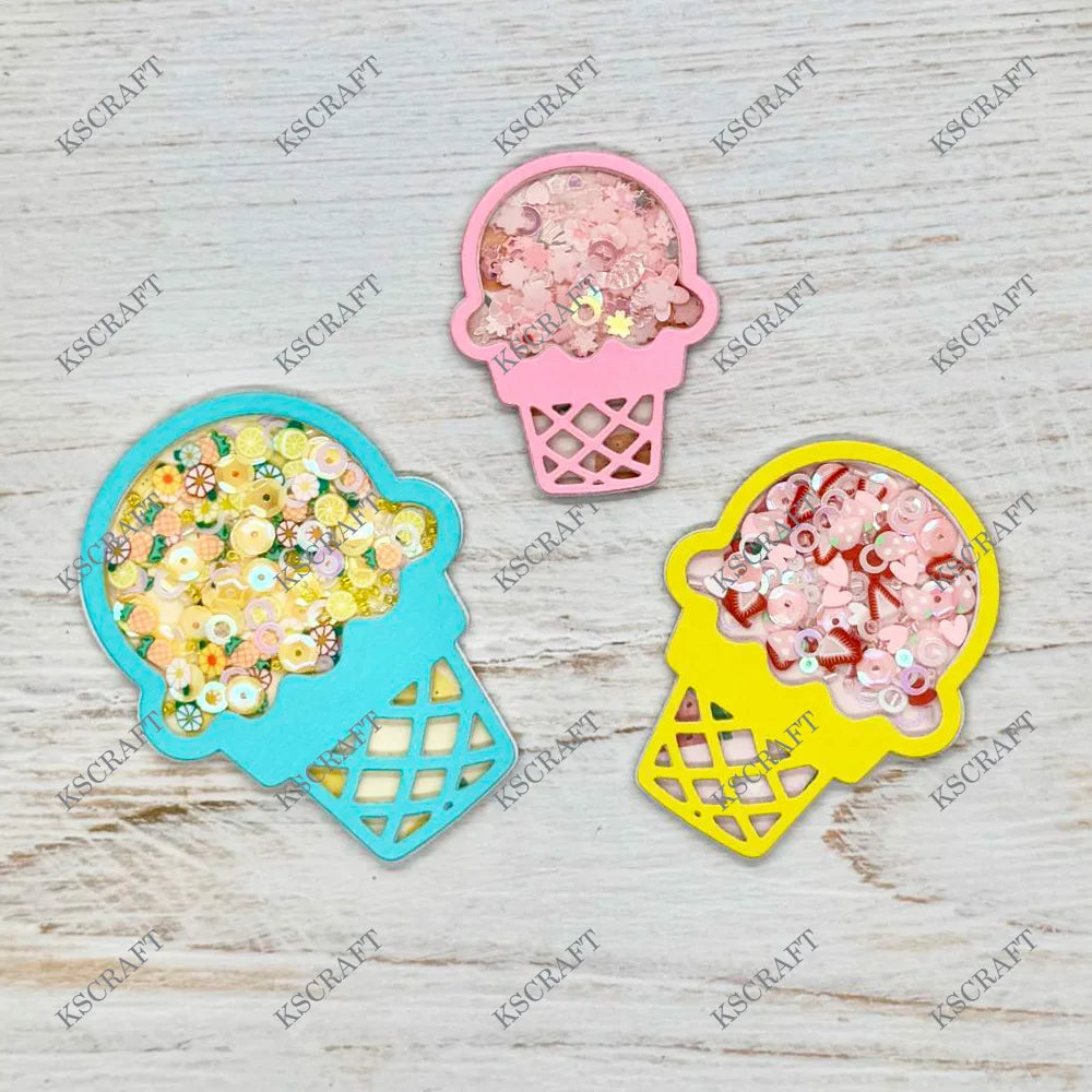 KSCRAFT Trio Ice Cream Shakers Cutting Dies Stencils for DIY Scrapbooking Decorative Embossing DIY Paper Cards