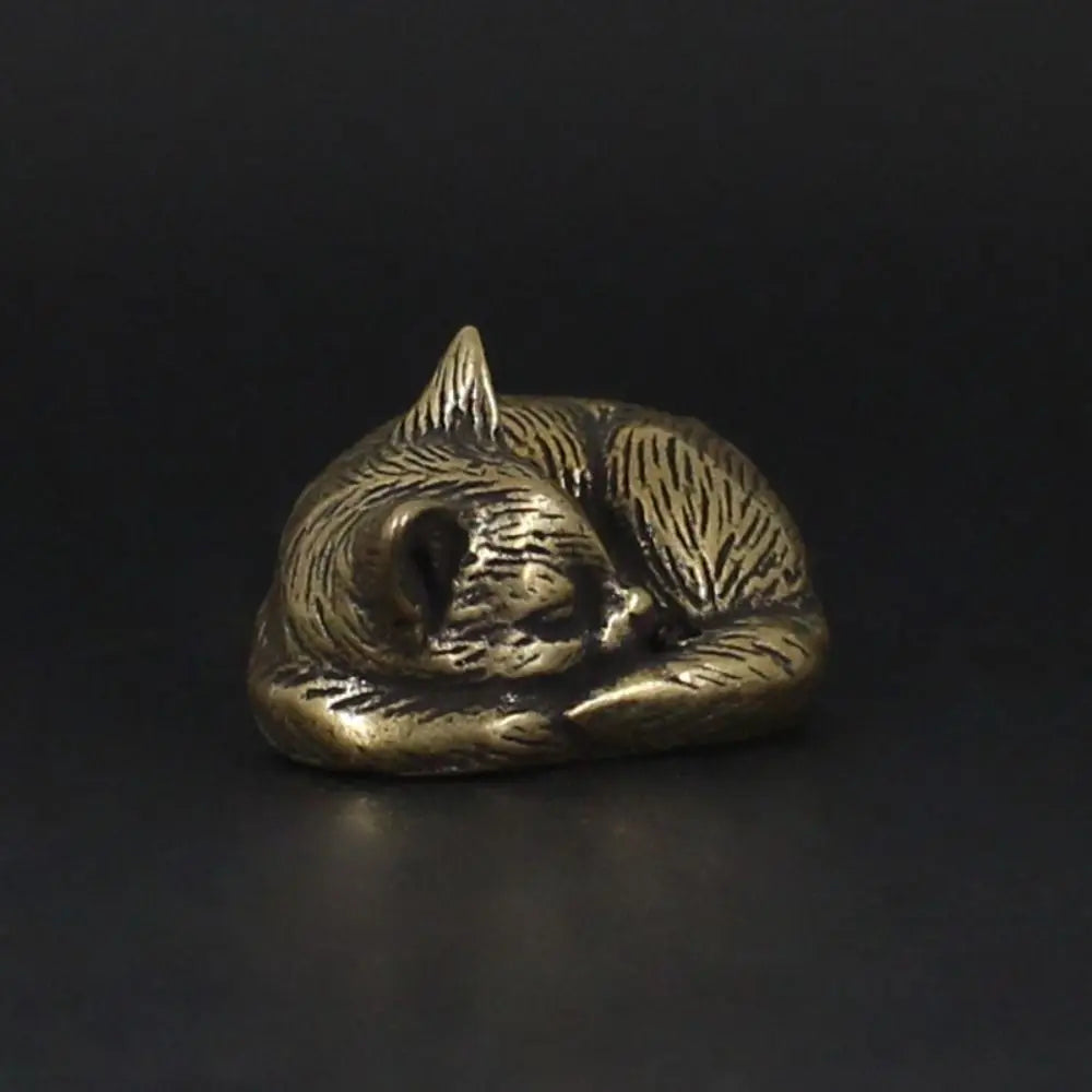 Crafts Brass Small Cat Metal Statue Cute Creative Tea Pet Simulated Exquisite Model Sculpture Toy