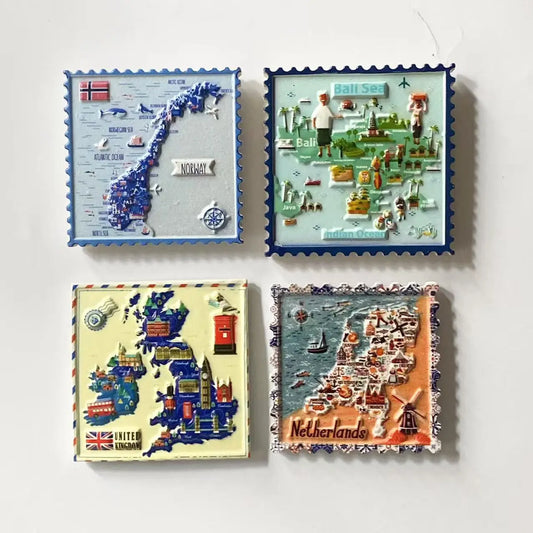 Countries Travel Souvenir Fridge Magnets UK Bali Map Painted Magnets Gift Gifts