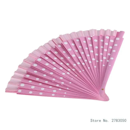 Flamenco Spanish Vintage Hand Fan Wedding Dance Dots Pattern Folding Fan Elegant Handheld Dancing Performances