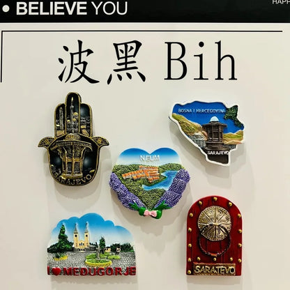 Bosnia and Herzegovina 3D Fridge Magnets Souvenir Resin Refrigerator Magnets Sticker Collection Handicraft Gift Home Decoration