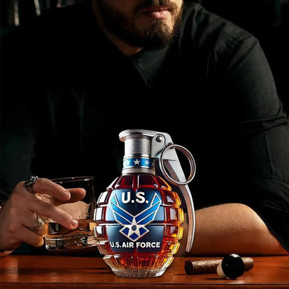 Unique Military Grenade Whiskey Bottle – Cool Gift for Men, Bar & Office Decor