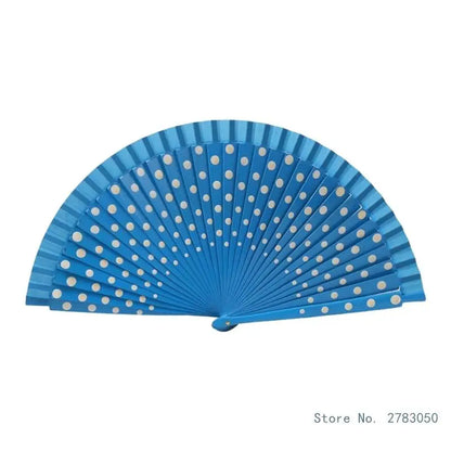 Flamenco Spanish Vintage Hand Fan Wedding Dance Dots Pattern Folding Fan Elegant Handheld Dancing Performances
