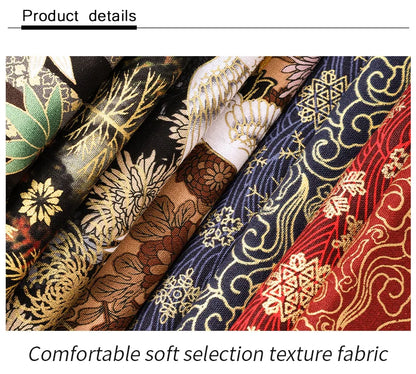 0.5/1/2 Yard 100% Cotton Fabric Traditional Japanese Kimono Style Print DIY Handmade Making Cheongsam, Hanfu, Holiday Decoration