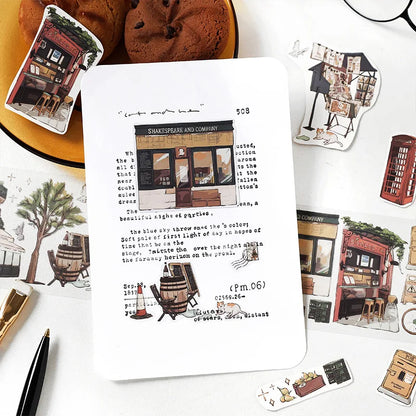 Travel Journey Memory Washi Masking Tape Coffee Shop City Street View Decorative Stickers Diy Label For Scrapbooking Diary Album