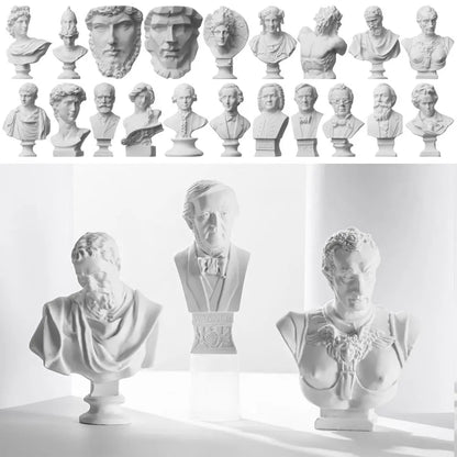 New Mini Figurine Plaster Statue Greek Mythology Celebrities Famous Sculpture Drawing Practice Gypsum Bust Portraits Home Decor