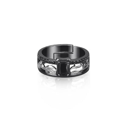 Game Love And Deepspace Sylus Rings Cosplay Black Gemstone Couple Ring Alloy Adjustable Jewelry Accessories Christmas Gift