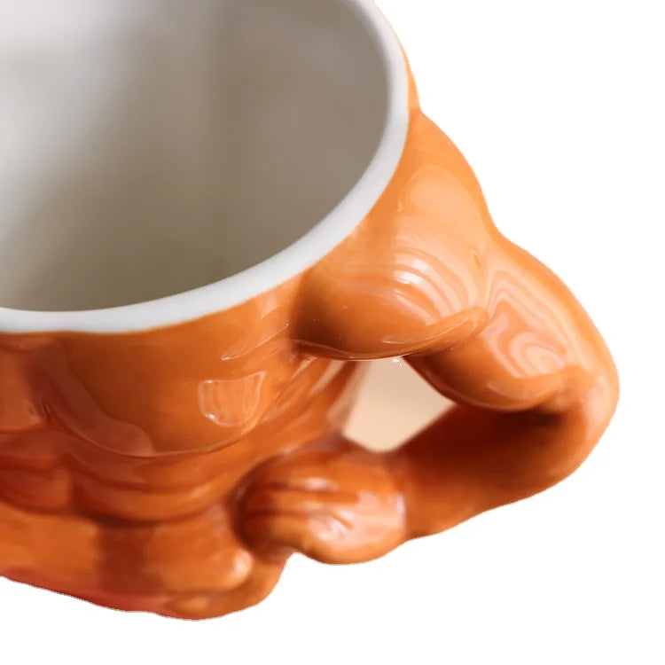Creative Ceramic Pectorales Mugs Home Breakfast Milk Coffee Mug Water Cups Boys Gym Trainer UP YOU  Funny Gift Mugs Holiday Gift