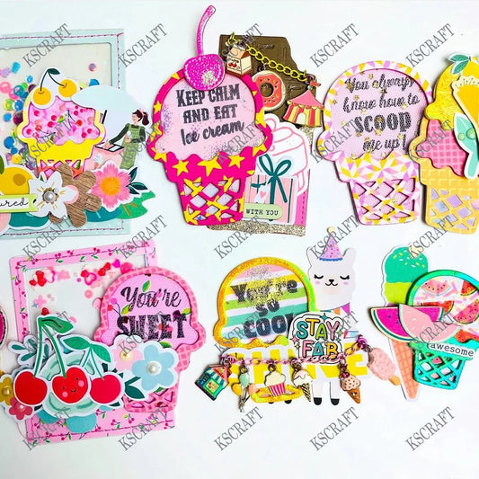 KSCRAFT Trio Ice Cream Shakers Cutting Dies Stencils for DIY Scrapbooking Decorative Embossing DIY Paper Cards