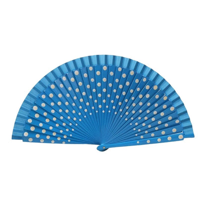 Flamenco Spanish Wood Folding Fan Dots Pattern Modern Classical Vintage Wood Hand Fan for Dance Perfornamnces Party