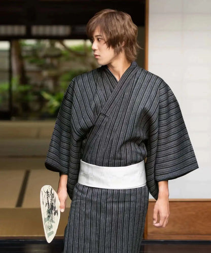 Traditional Japanese KIMONO Fashion YUKATA Summer Men Long Robes With Belt 95% Cotton Pajamas Set Male Sleepwear Bathrobe