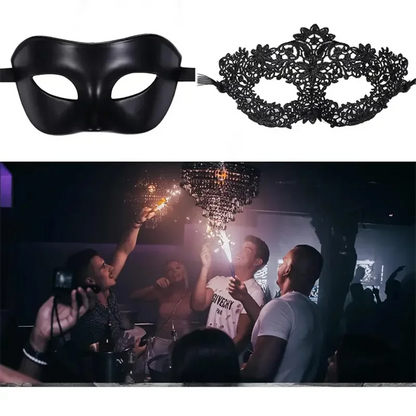 Black Masquerade Eye Masks Couple Venetian Men Women Cosplay Costume Halloween Dance Club Prom Party Headdress Half Face Masks