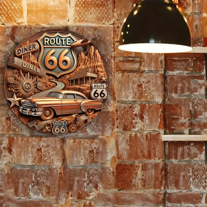 Antique Route 66 Decorative Metal Sign 78x78 Inches Outdoor Wall Art Durable Weather Resistant Ideal for Home and Garden Decor