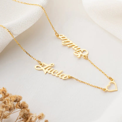 Custom Name Heart Necklace – Stainless Steel Family, Couple & Kids Jewelry Gift