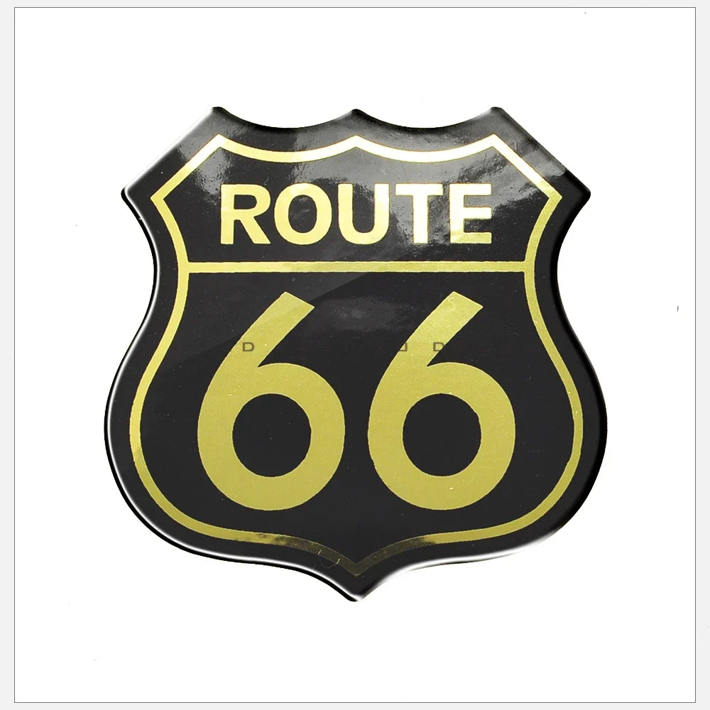 3D Motorcycle Decal Sticker The Historic Route 66 Car Stickers Sign DIY Accessory Badge Applique